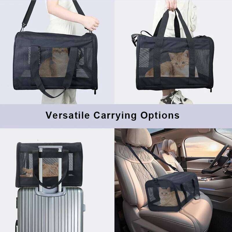 Soft Sided Airline Approved Pet Travel Bag Foldable Cat Cage Suitable for Medium Small Cats and Dog 26H0130