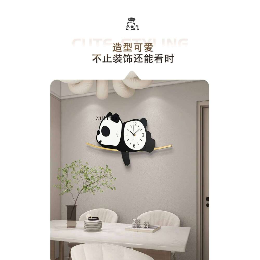 Panda living dining room background wall cartoon cute simple creative no punch clock W260130