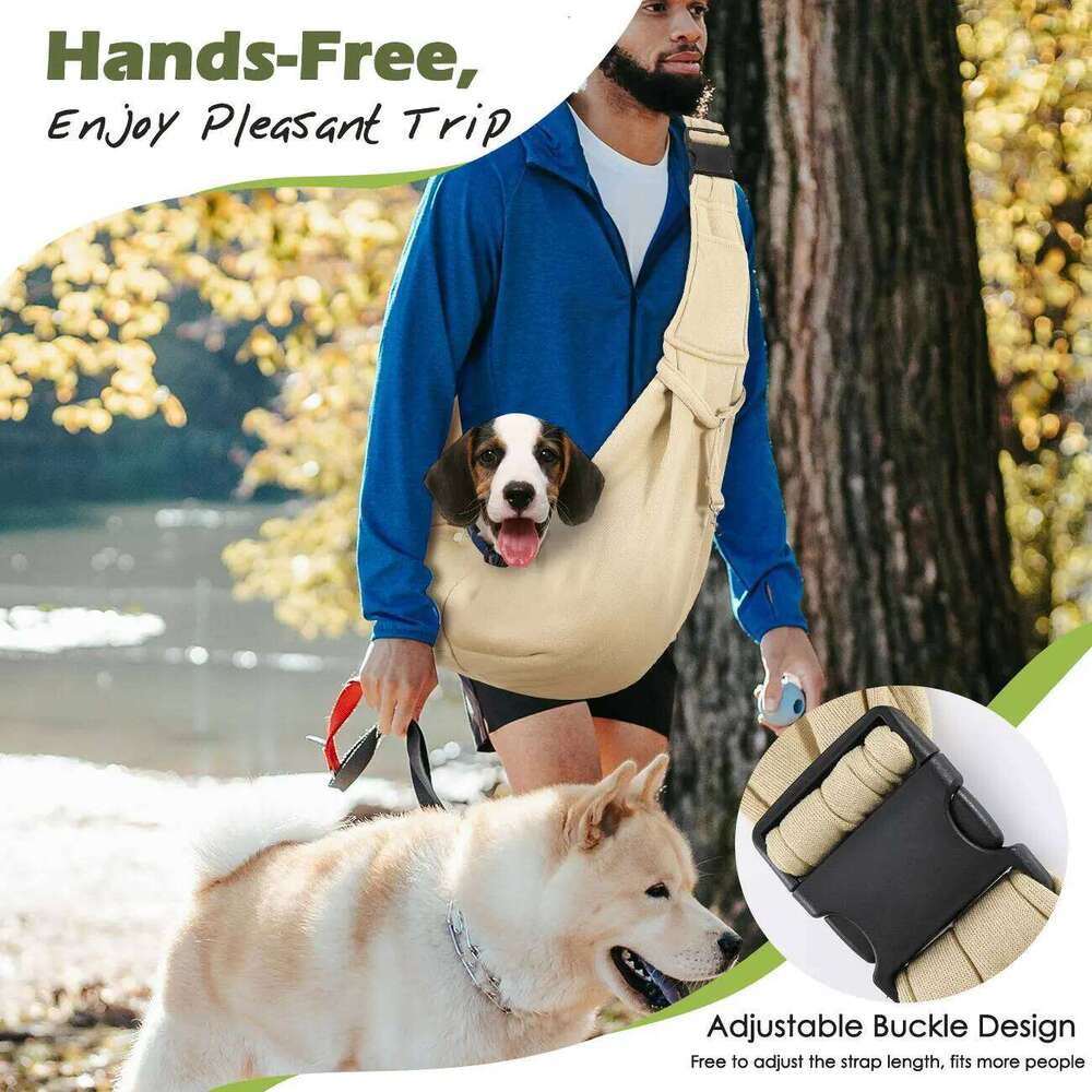 Pawaboo Small Reversible Hands Free Dog for Puppy Sling Carrier with Adjustable Strap Buckle 26H0130