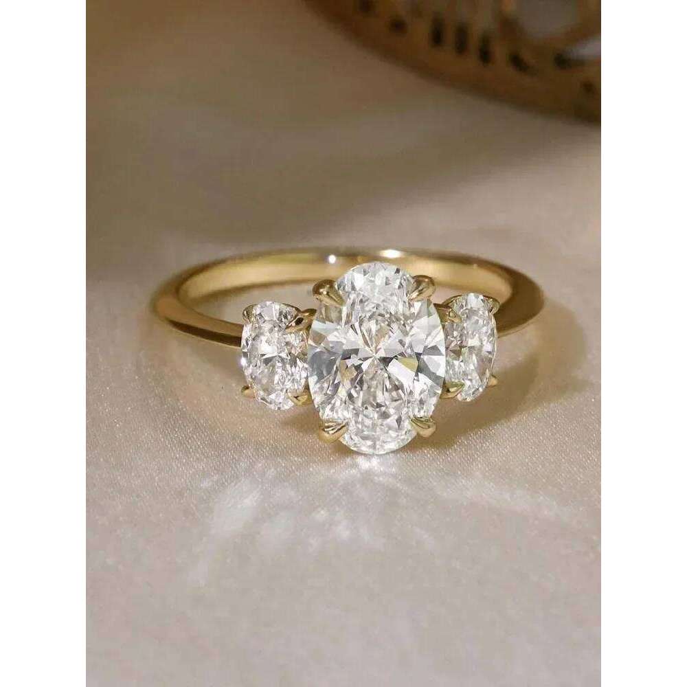 925 Sterling Silver Classic Sparkling Triple Oval Zircon Ring For Women Daily Outfits Luxury High Quality Fine Jewelry XJ260130