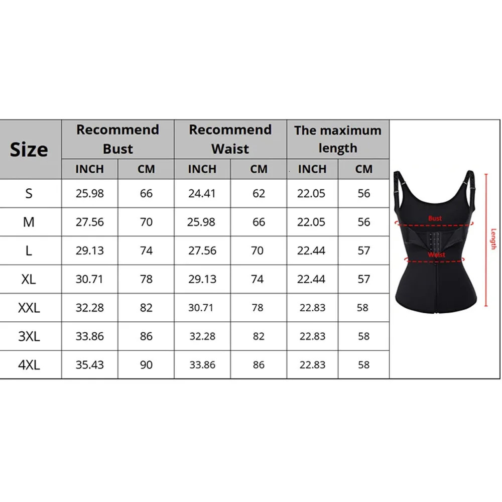 Women Waist Trainer Corset Zipper Vest Body Shaper Cincher Shapewear Slimming Belt Sports Girdle Neoprene Sauna Tank Top 260130