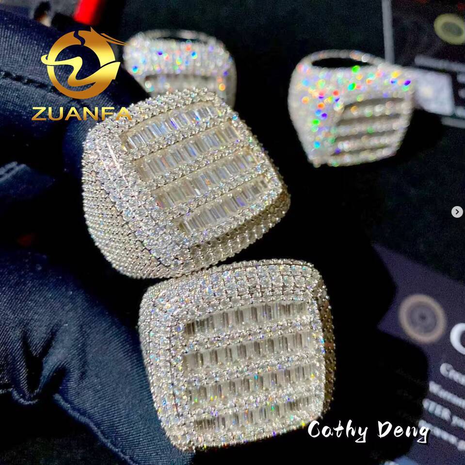 Luxury Jewelry Full Diamond Moissanite Rings 925 Sterling Silver D VVS Hip Hop Ring Pass Diamond Tester Moissanite Diamond Ring