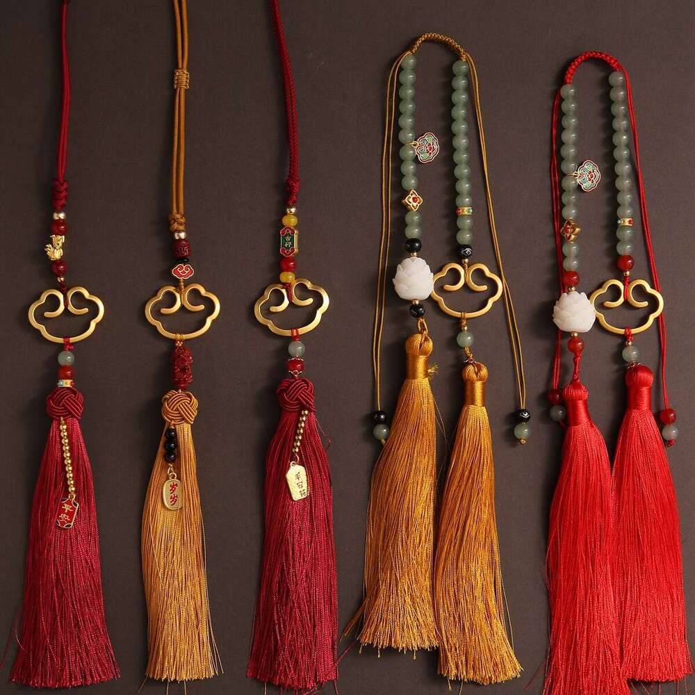 New Retro Pendant Ancient Gold-Plated Chinese Style Inner Hanging Ornament Alloy Peace Lock Car Rearview Mirror Decoration Wholesale