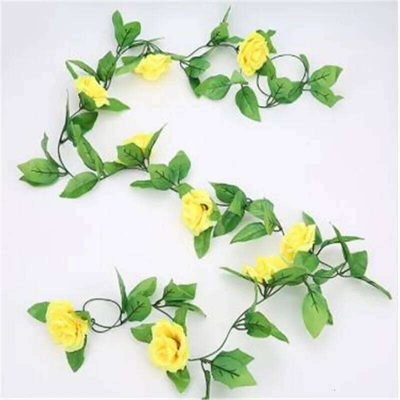 Simulated silk vine with 9 roses for weddings, celebrations, floral arrangements, air conditioning pipes, attics, home decor Y260130