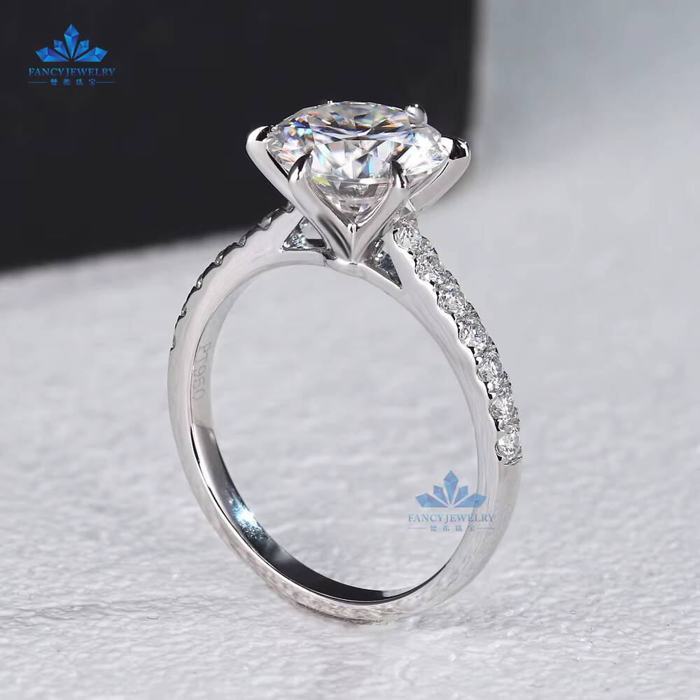 Custom Ring 18K Gold Platinum VVS 3CT Round Moissanite Engagement Ring White/Yellow/Rose Gold Moissanite Ring Wedding Ring