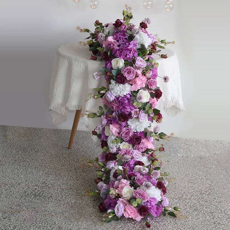 5D Luxury Artificial Flowers Wedding Decoration Table Long Runner Flower Row Floral Backdrop Arrangement Wall Arch Decor props W260130