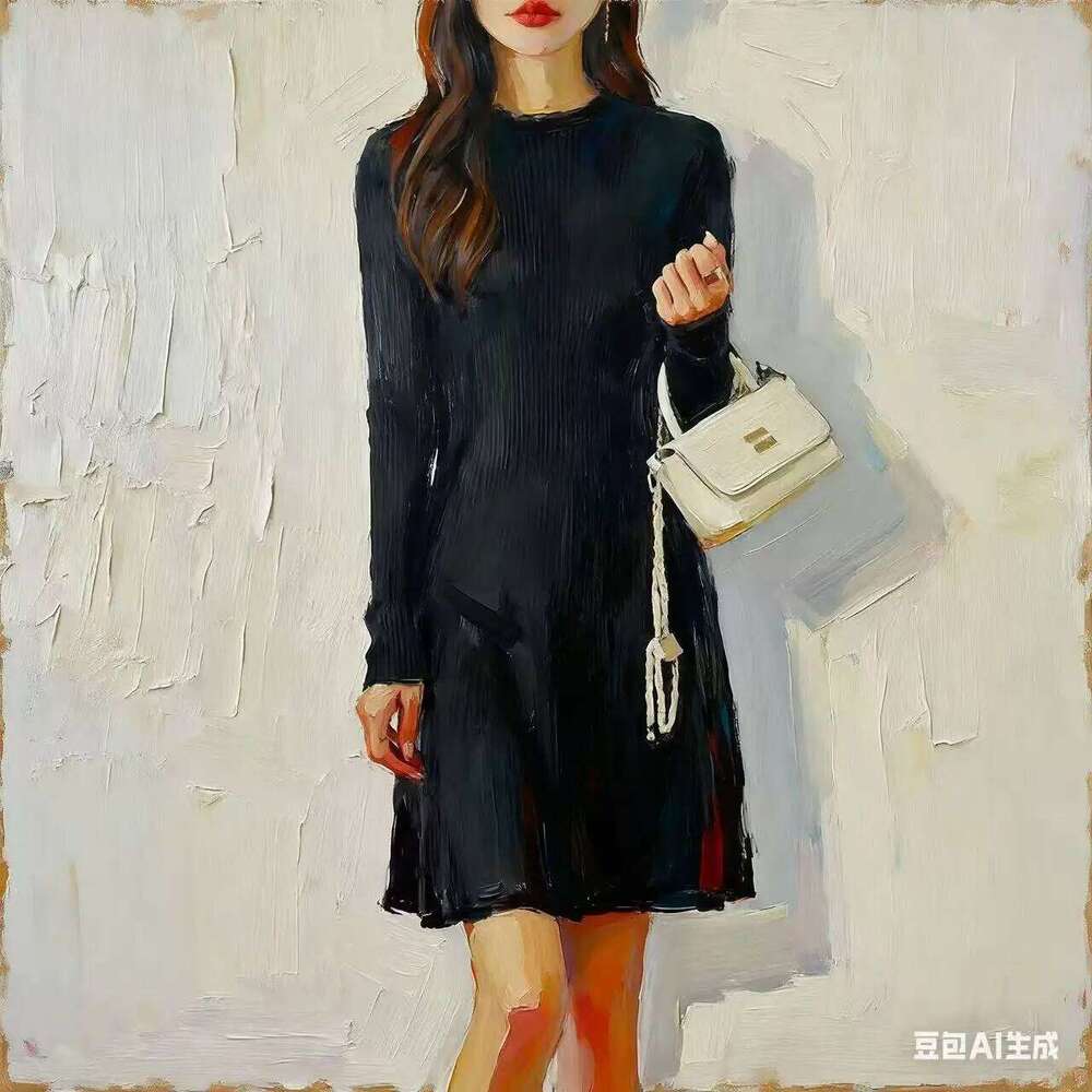 Yoyoselect 100% Merino Wool Women's O Neck Mini Length Autumn Winter A Line Slim and Flare Thickened Soft Warm Dress XJ260130