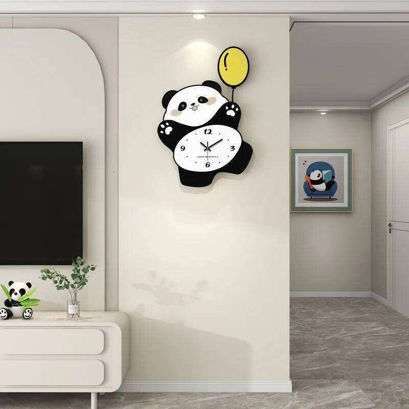 Creative Panda Living Room Home Decoration Clock Wall Hanging High-end Restaurant Simple Silent No Punching W260130