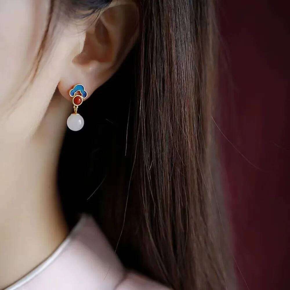 Vintage Chinese Court Retro Style Drop Delicate Nature Crystal Stones Earrings Ethnic Female Jewelry for Women