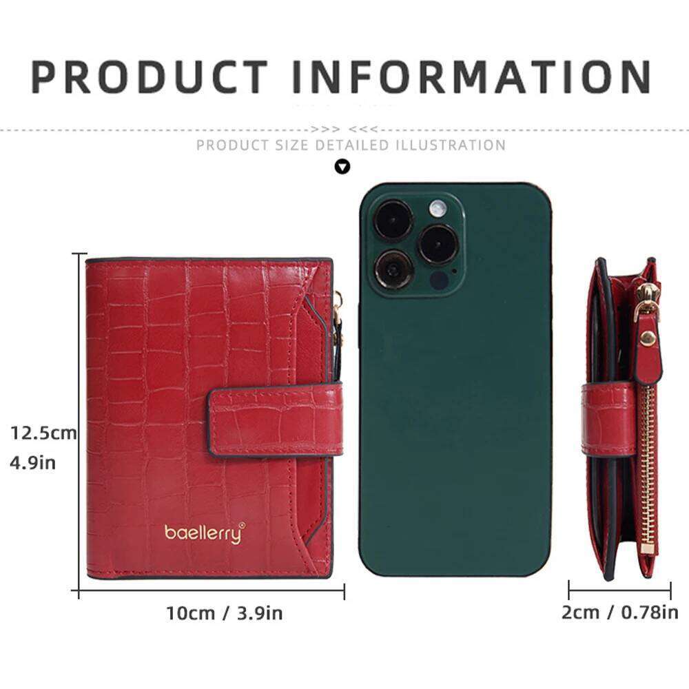 1Pcs Women's Short Zipper Wallet, Thin Card Holder with Pull-Out Id Window, Stylish Ultra-Thin Wallet for Daily Use Z260130