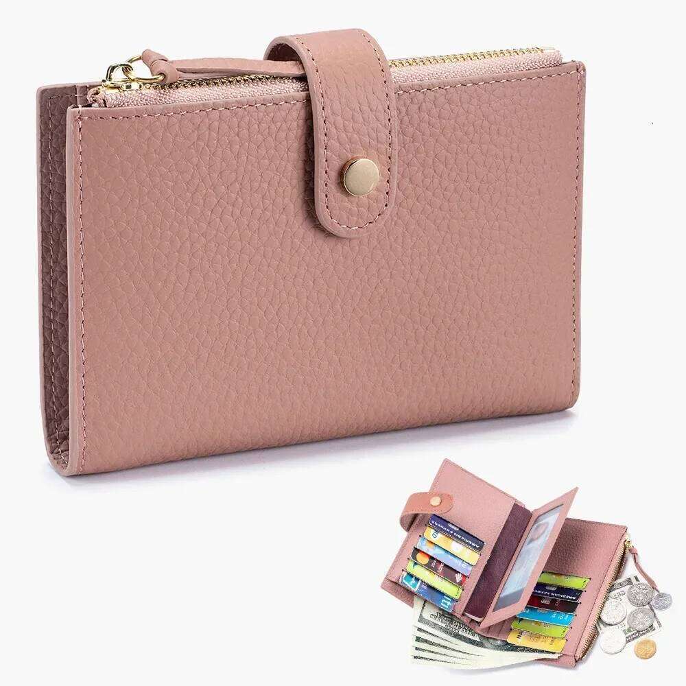Genuine Leather Women's Short Wallet Large-capacity Multi-card Document Bag Head Layer Cowhide Coin Purse Card Holder Wallets Z260130