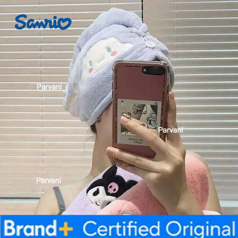 Sanrio Hello Kitty Cartoon Bath Dry Cap Girl Kuromi Anime Wipe Super Absorbent Quick-Drying Towel Hair Hat H2601301