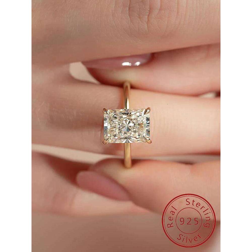 925 Sterling Silver Simplicity Zircon 8 * 12MM Rectangular Ring For Women Engagement Wedding Luxury High Quality Fine Jewelry XJ260130