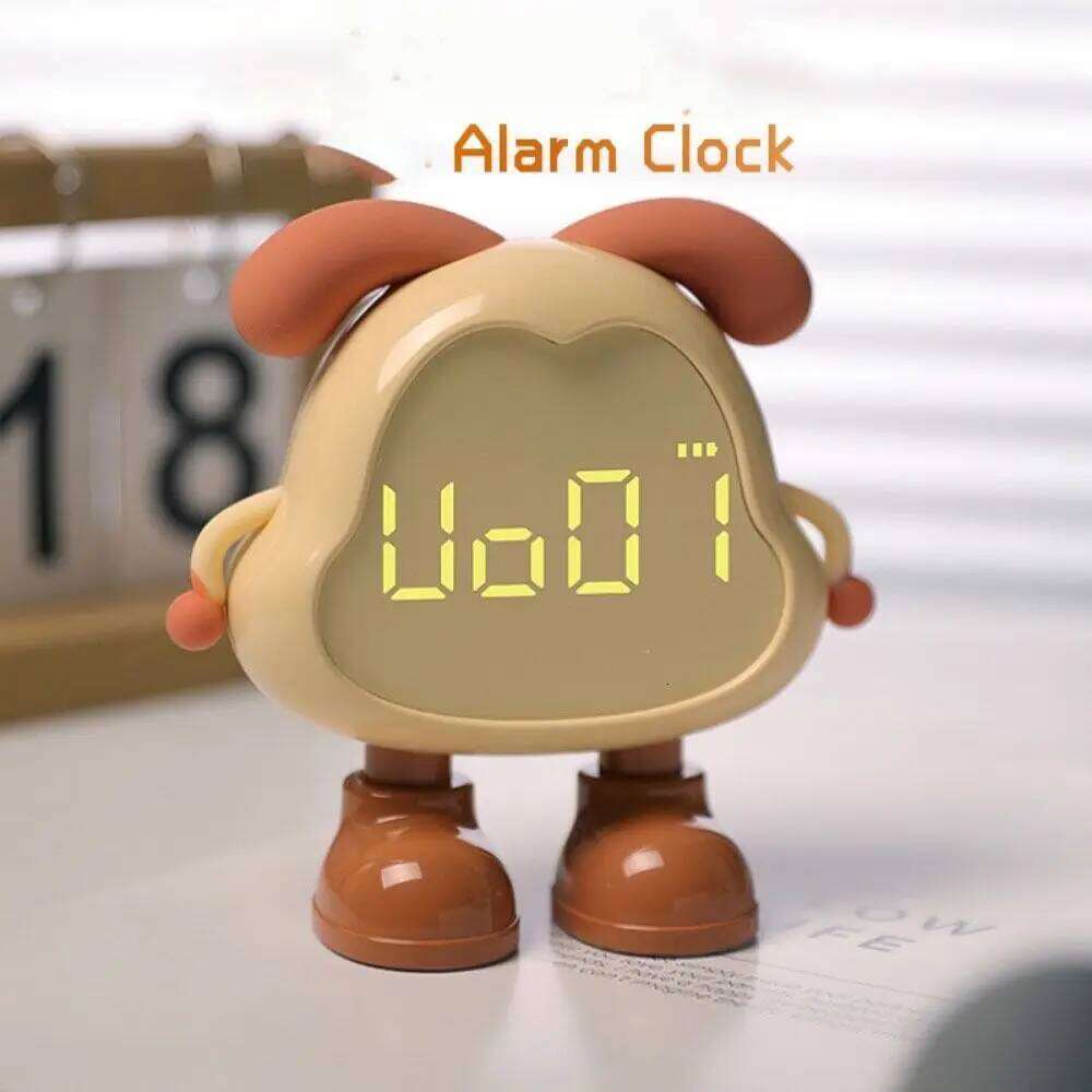 With Puppy Alarm LED Display Large Volume Children's Night Light Timer USB Rechargeable Cute Bedside Clock W260130