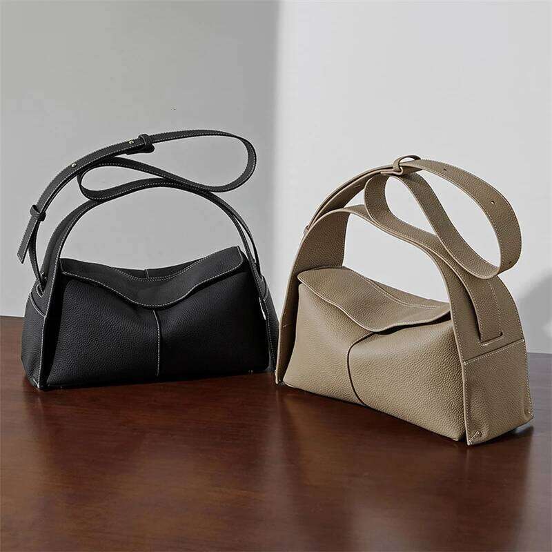 Burminsa Cowhide Genuine Leather Tote Handbags For Women New 2025 Luxury Designer Minimalist Hobo Ladies Shoulder Crossbody Bags
