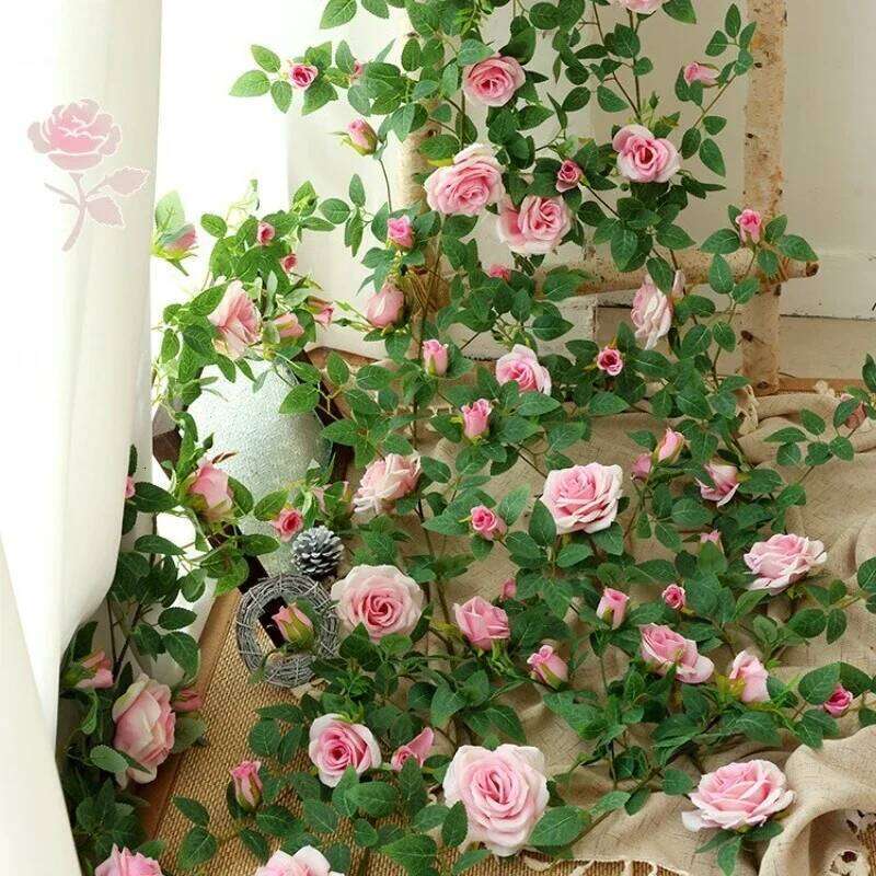 90/180cm Evergreen Artificial Flower Indoor Balcony Garden Wedding Rose Vine and Iandscape Decoration W260130