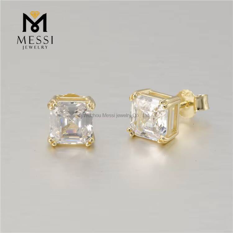 Messi Jewelry 14k/18k Gold/925 Sterling Silver With DEF White Stone Classic 4 Claws Moissanite Stud Earrings