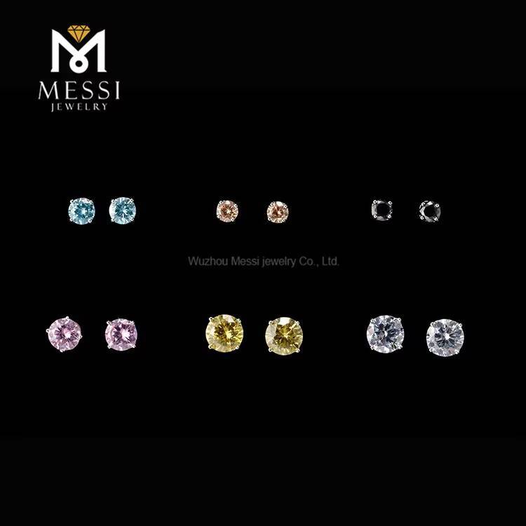 Messi Jewelry 14k/18k Gold/925 Sterling Silver With DEF White Stone Classic 4 Claws Moissanite Stud Earrings