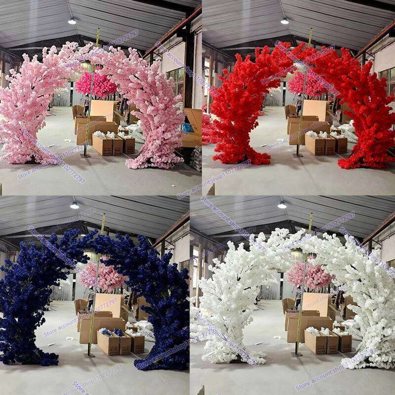 Large Artificial 10ft / 8.2f/ 6.5ft Flower Set pink Blossom Arch Cherry Tree for Weddings Decor Y260130