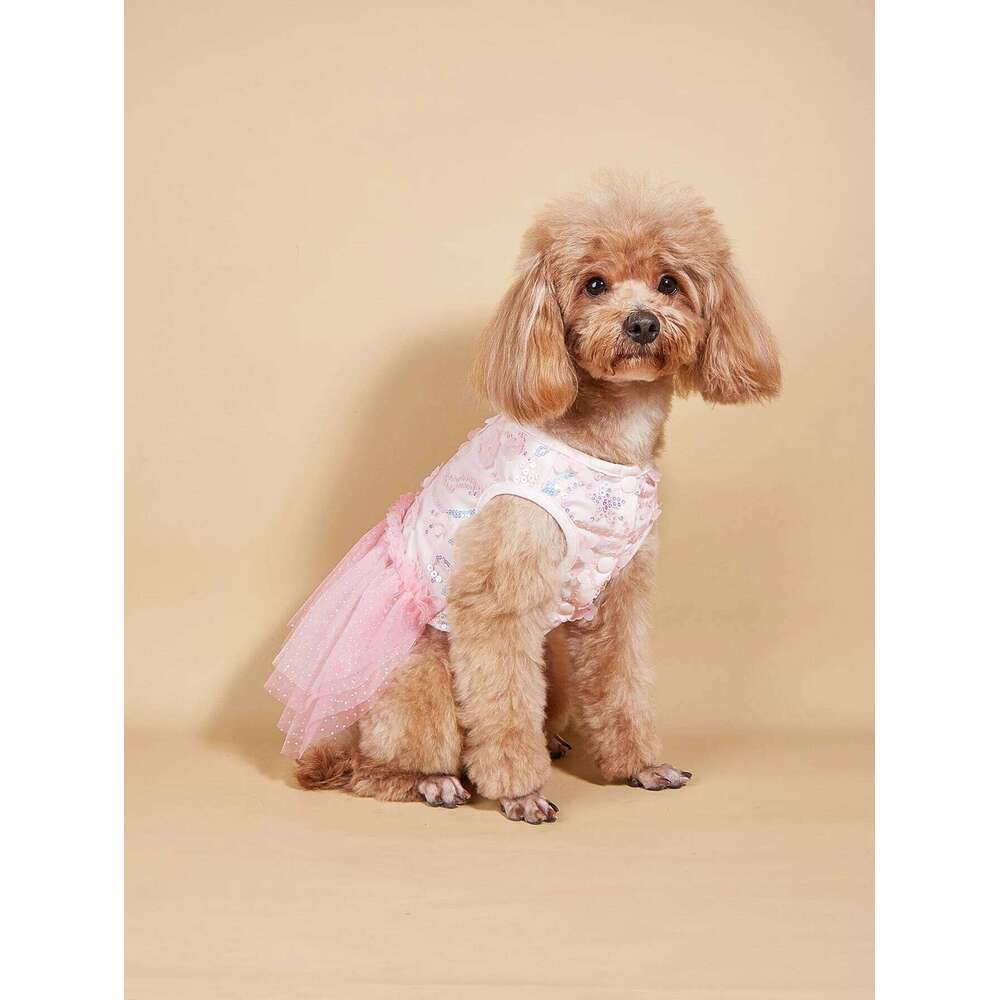Dog TuTu Dress Small Costume Sequin Puppy with Tulle Doggie Pet Clothes Apparel for Dogs Cats Daily Wear H260129
