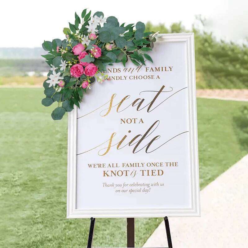 1PC Artificial Arch Flowers Boho Red Rose Eucalyptus Garland Drapes Home Decoration Wedding Decorations Welcome Sign Y260130