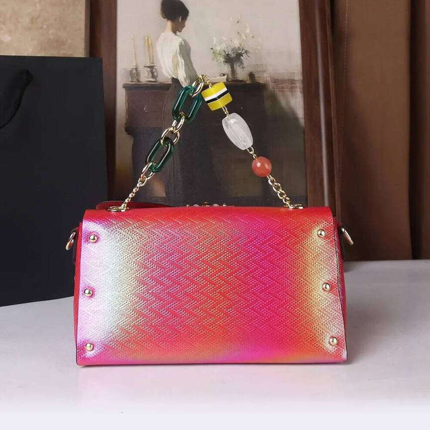 TAURUSCIAGA Fashion Handheld Banquet Women's Pearl Colorful Gradient Crossbody Rivet Decorative Chain Bee Wings Shoulder Bag Niche Tote Bag