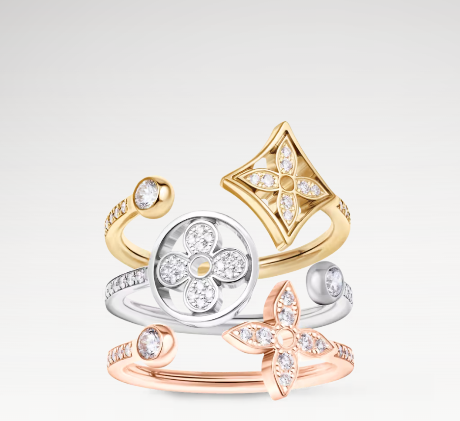 With BOX Ring designer ring Classic for Rings crystal flower Rings Women diamonds Designer Jewelry love Stud Flower Wedding Rings open size
