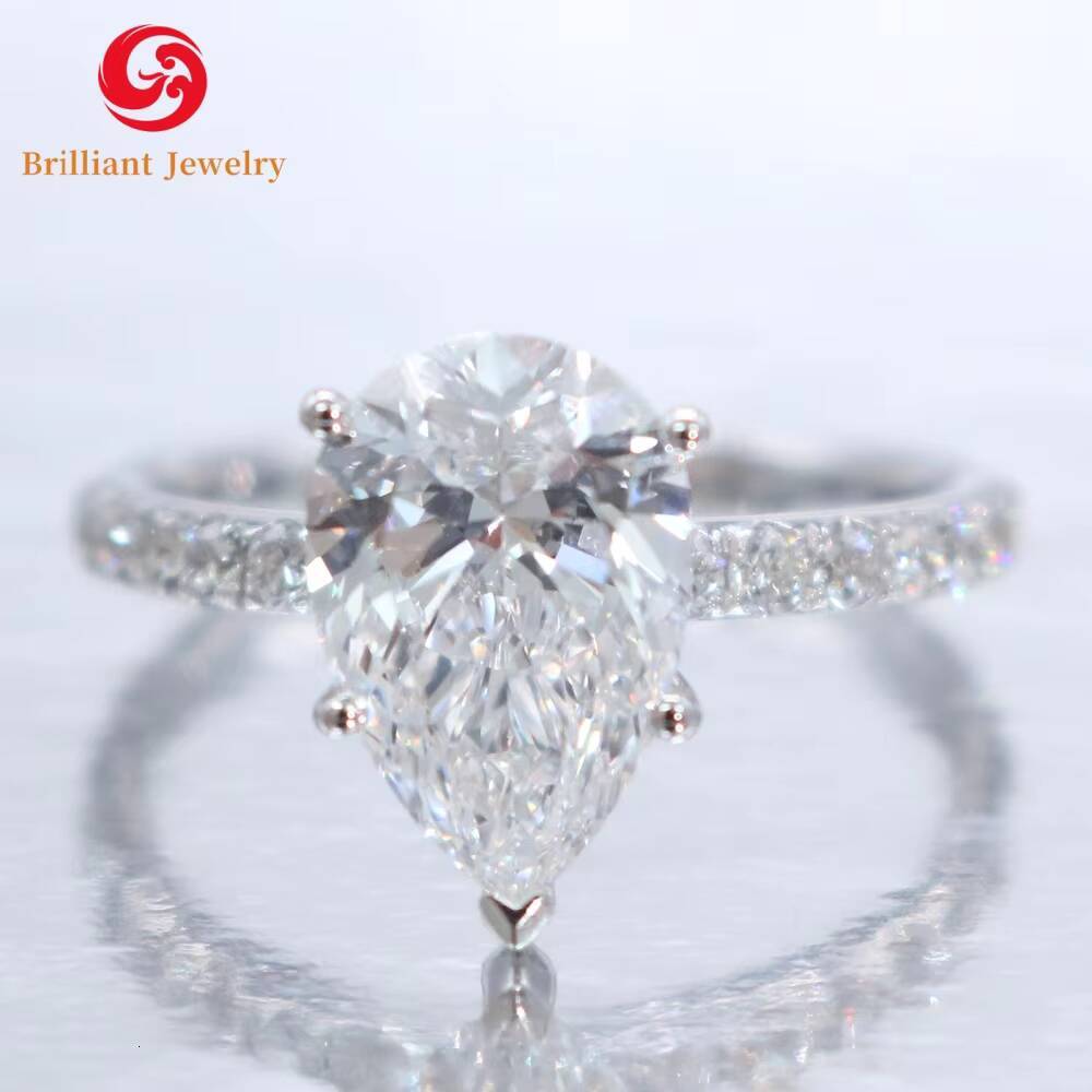 Custom GRA Certified 14k 18k Gold Pear Cut D VVS1 Moissanite Engagement Wedding Ring Mossanite Rings Women Anniversary Gift