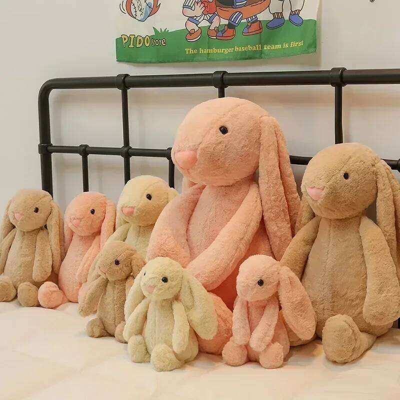 Cute Bunny Plush Cartoon Kawaii Fluffy Stuffed Rabbit Decorative Body Pillow Sleeping Back Cushion Y260128