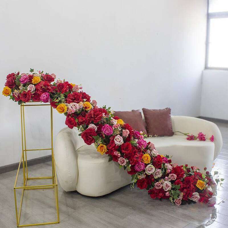 New Luxuy Rose Peony green leaf Artificial Large Runner Row Flower Ball Wedding Backdrop Decoatian Event Party show Props Y260130