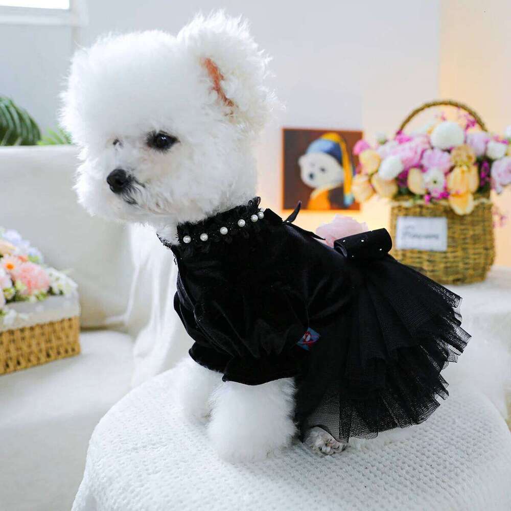 classic dog pet Black Sahara Rose Wedding Dress for Small Dogs Tutu Princess Skirt H260129