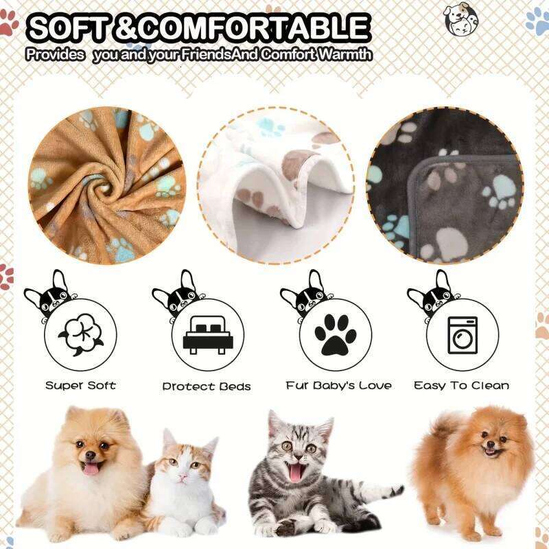 EFF 3PCS Soft Flannel Fleece Cat Dog Bed Mats Paw Foot Print Warm Pet Blanket Sleeping Beds Cover Mat For Pets Supplies 26W01130