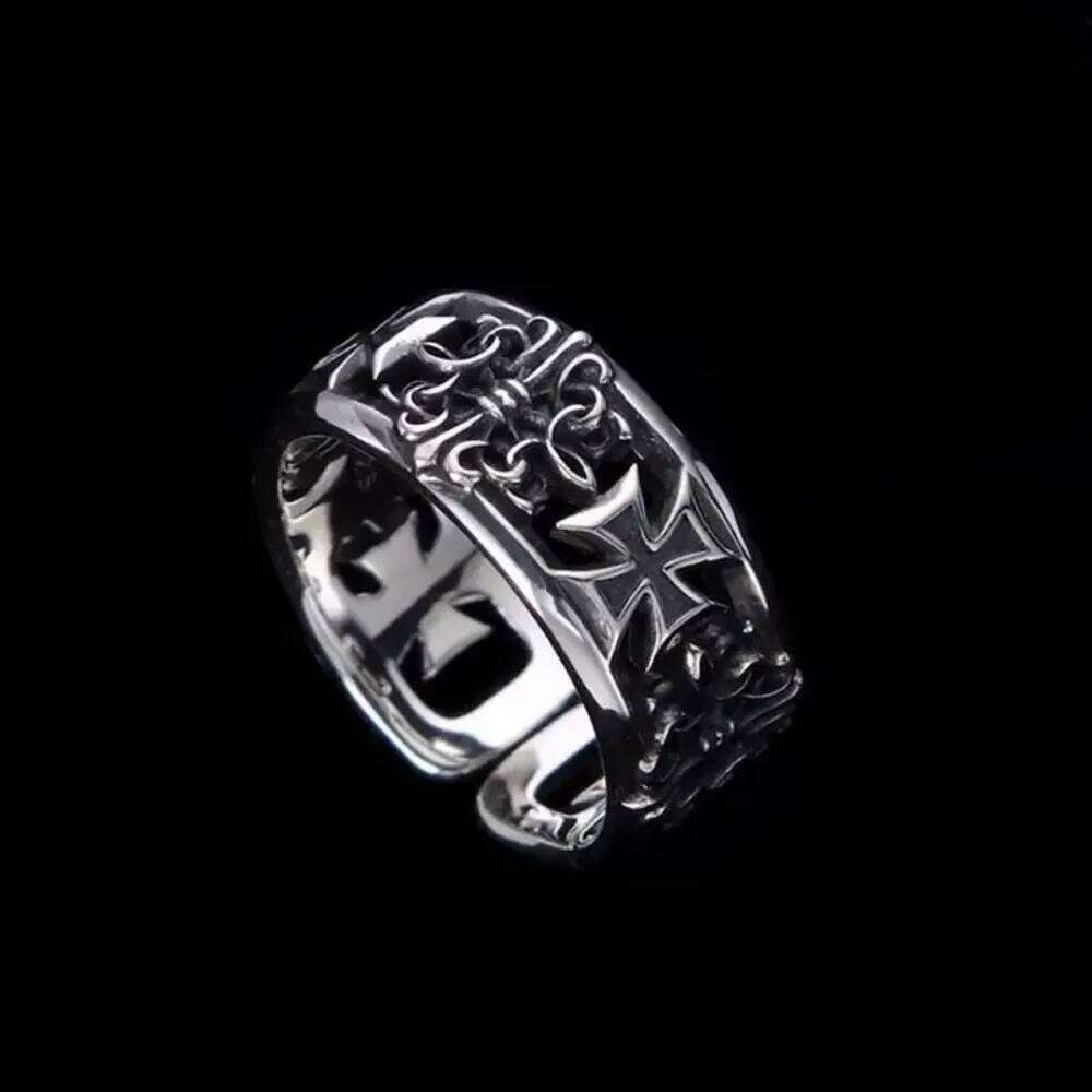Y2K hip-hop silver rose pattern open for women and men fashion adjustable couple retro ring jewelry gift XJ260130