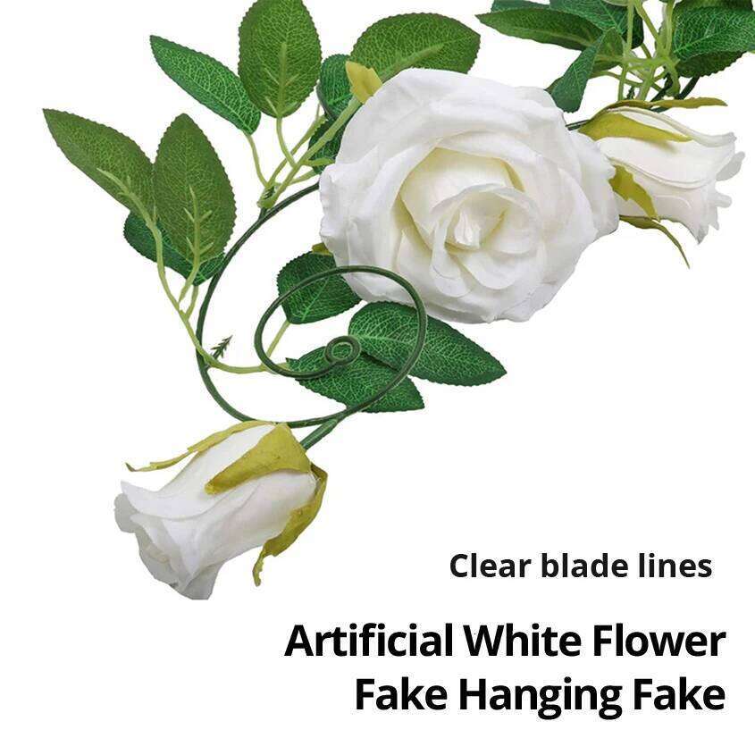 2M White Artificial Flowers Vine Fake Rose Flower Rattan for Wedding Christmas Decoration Y260130