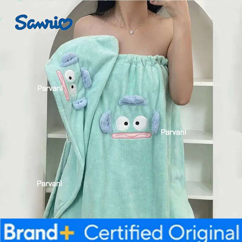 Sanrio Hangyodon Coral Velvet Women'S Cartoon Hair-Drying Cap Kawaii Bath Skirt Cute Towel Home Toiletries Gift Girl H260130