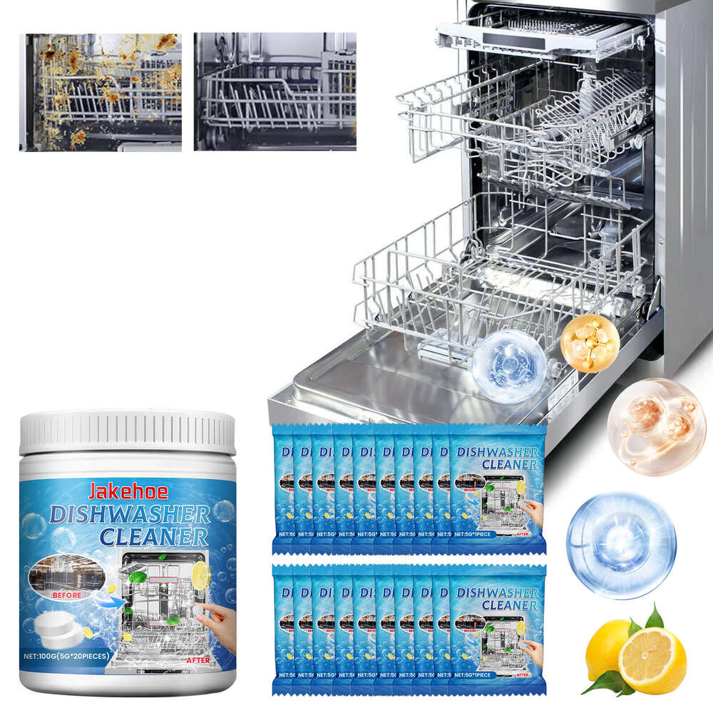 jakehoe Tablets Dishwasher Detergent Shine Agent Cleaning Oil Stain Dirt Removal S260130