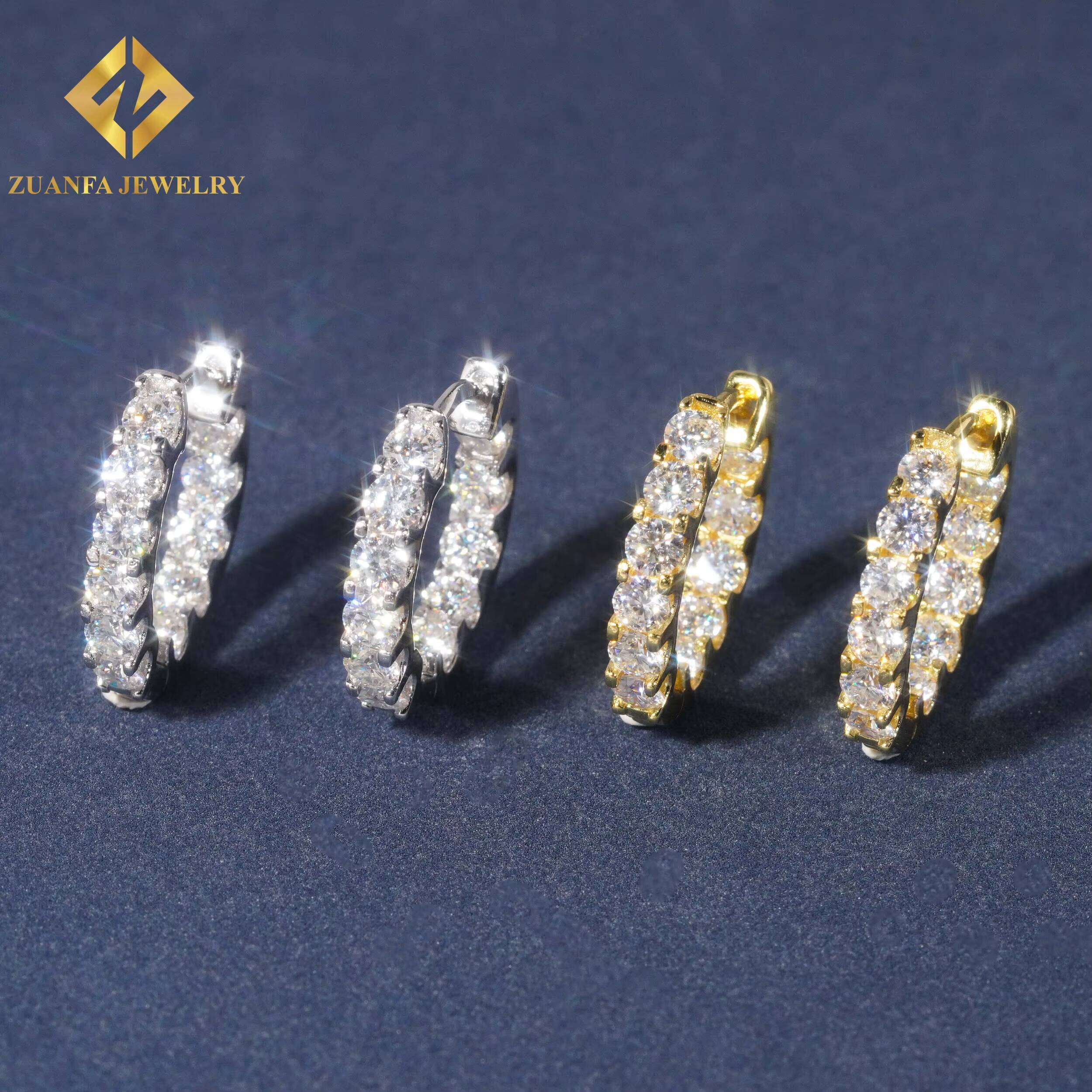 Fashion Women Tennis Earring 925 Sterling Silver VVS Moissanite Diamond Hoop Earring Hip Hop Earring Jewelry for Engagement