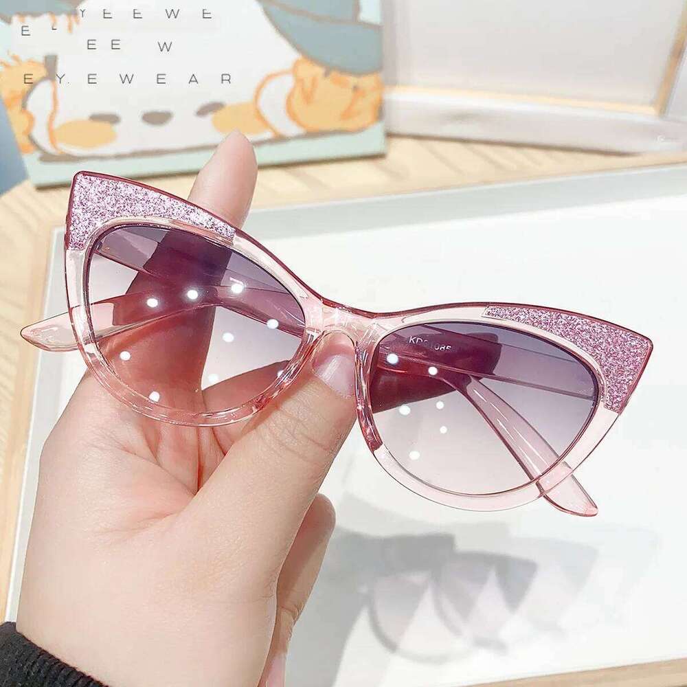 Lovely Cat Eye Children Sunglasses Shiny Bowknot Sun Glasses Kids Cute Baby Eyewear Trend Girls Boy Eyeglasses H260130