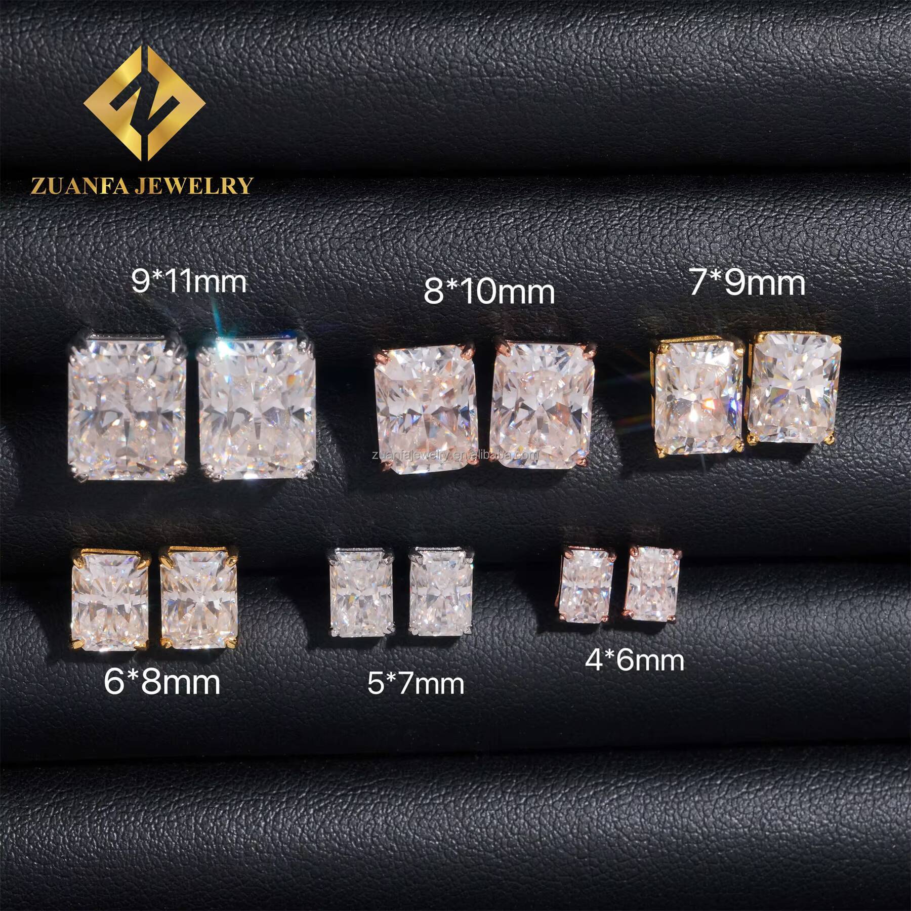 Ready to Ship Retail Price Earrings Jewelry Radiant Fancy Cut Vvs1 Moissanite Diamond 925 Sterling Silver Men Stud Earrings