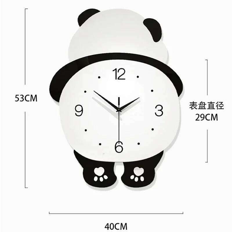Panda Cartoon Acrylic Swing Mounted Clocks Restaurant Living Room Bedroom Wall Decoration Simplicity Originality Home Decor W260130