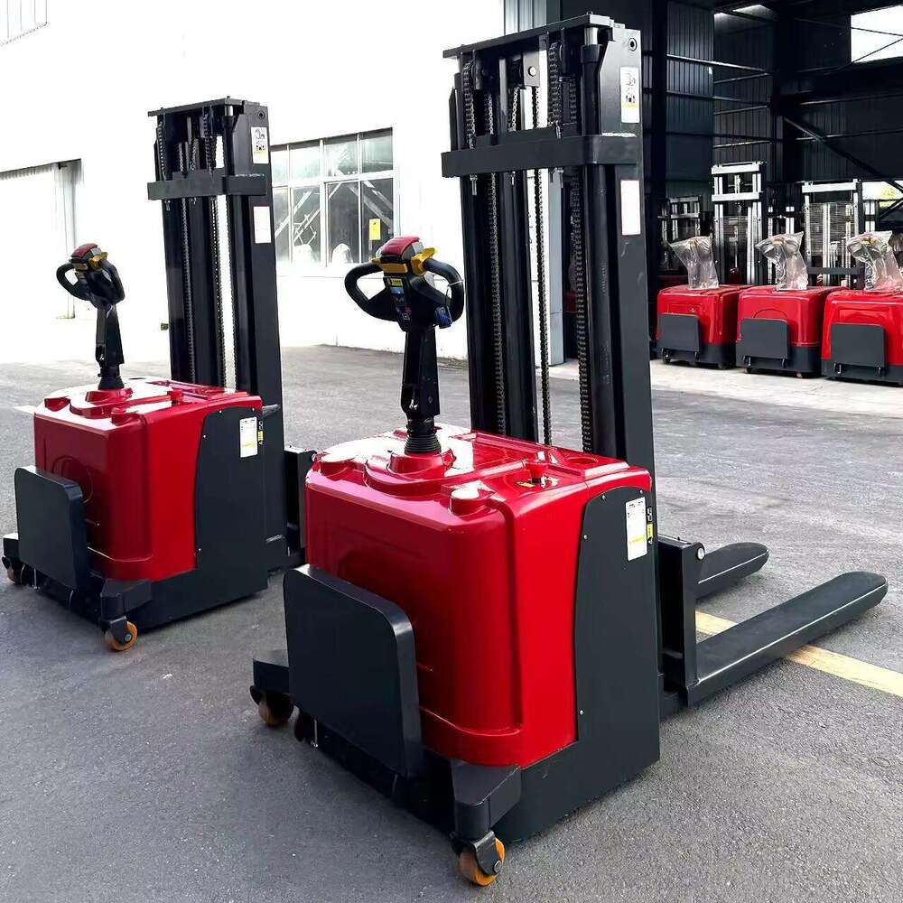 High Lift Electric Stacker with 24 Volt Power System and High Torque Motor for Handling Heavy Pallet Loads Up To 1.5 Tons
