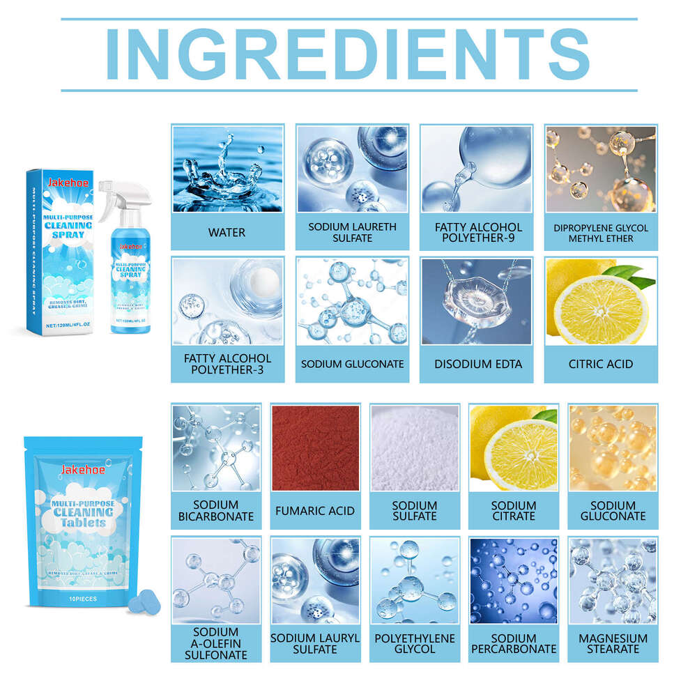 Jakehoe Water Wall Oil Stains Bathroom Household Multi-Purpose Cleaning Tablets S260130