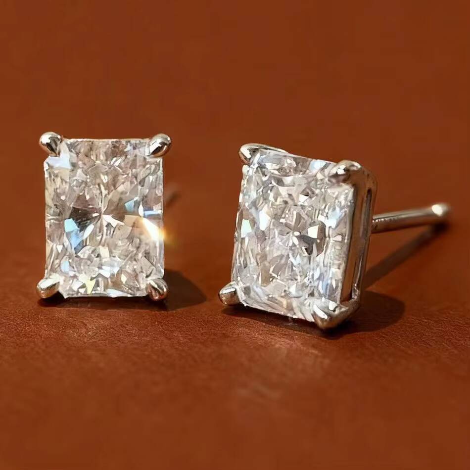 Fashion Jewelry Womens 18K Solid Gold Lab Grown Diamond Radiant Cut IGI Certified Earrings Wholesale Bulk Christmas Huacan