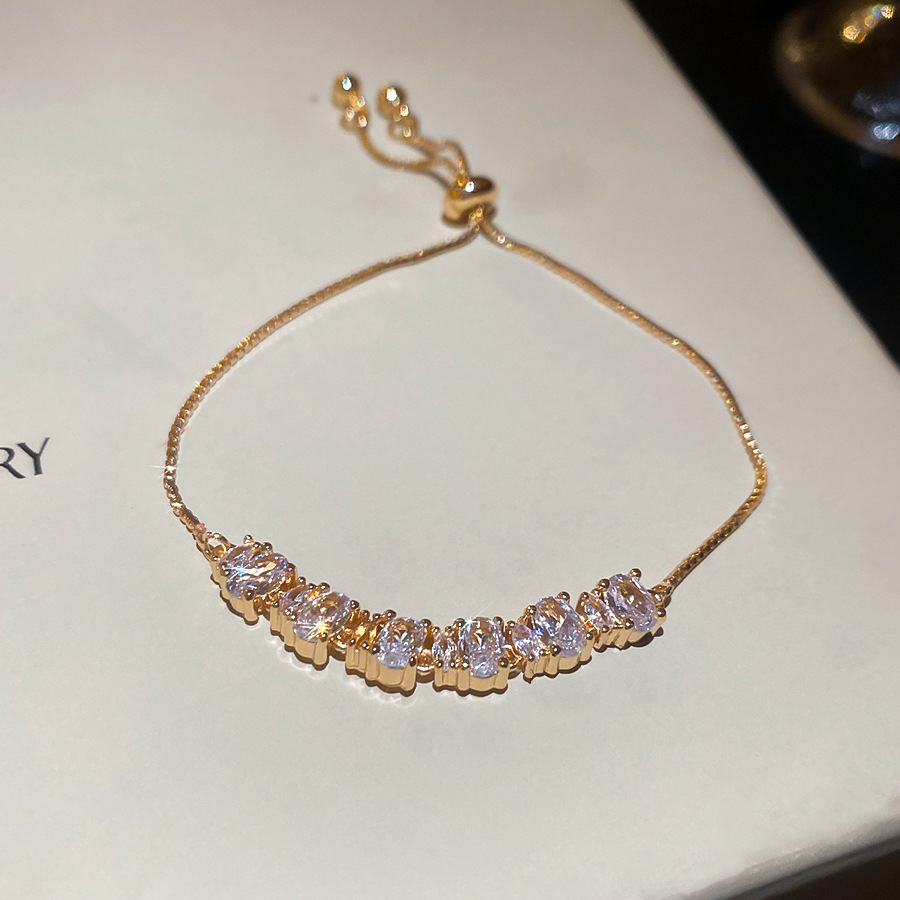 Korean Style Super Shiny Oval Zircon Casual Fashion Simple Elegant Versatile Bracelet Light Luxury High-end Feel Jewelry - view 6