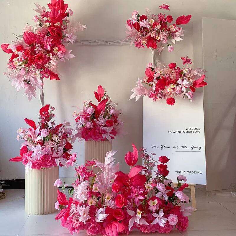 Wedding Arch Arrangement Artificial Flowers Decoration Road Leading Ground Flower Row Photo Props Stage Decor W260130