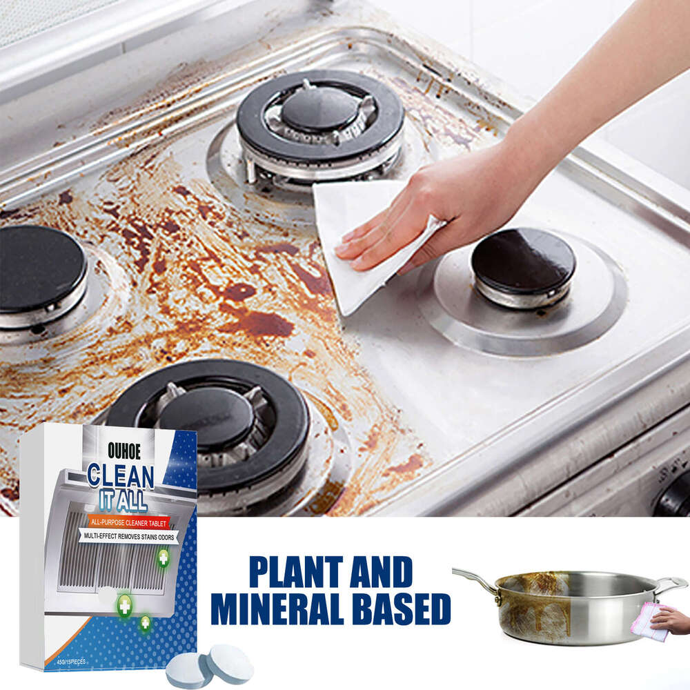 OUHOE Grease Household Kitchen Range Hood Oven Cleaning Stain Removal Effervescent Tablets S260130