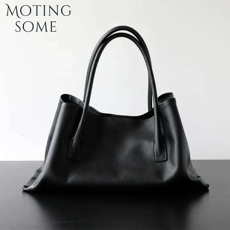 Motingsome Luxury Niche First-layer Cowhide Woman Large Capacity Shoulder Underarm Bag Casual Tote Big Handbag 2025 New