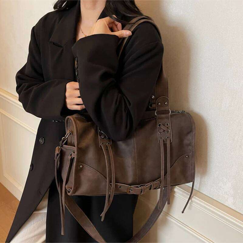 Retro Motorcycle Handbag Brand Tassel Design High-end Shoulder Pillow Trendy Large Capacity Underarm Women's Bag Z260130