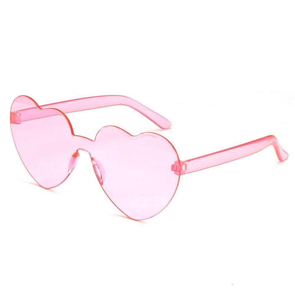 Love Heart Shape Sunglasses Women Rimless Frame Tint Clear Lens Colorful Sun Glasses Female Red Pink Yellow Shades Travel H260130