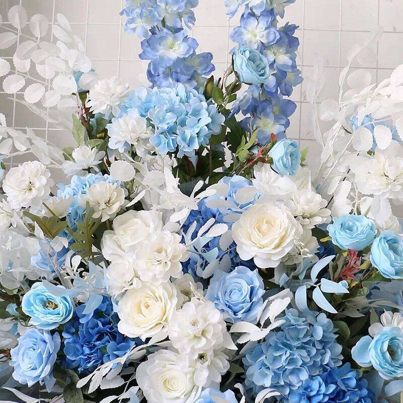 Homemade Decoration Blue Series Ball Simulation Row Home Decor Curtain Flower Wedding Sign In The Road Y260130